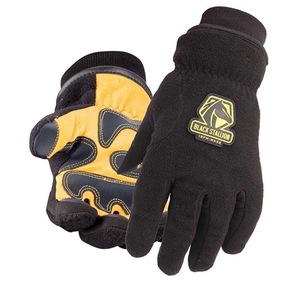 Black Stallion® FuzzyHand® MAX2 Polar Fleece Leather Palm Winter Gloves